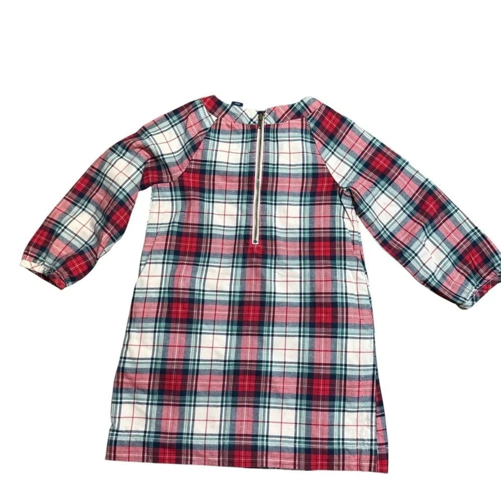 Gap Toddler Plaid Long Sleeve Dress Lined Zipper Pockets- Size 3T
